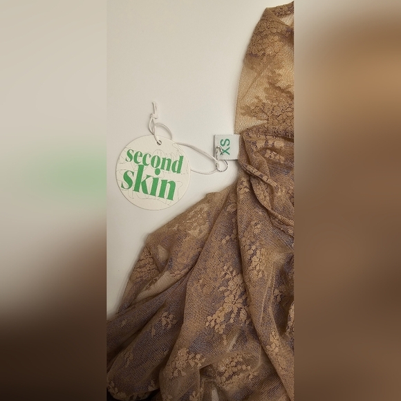 Second Skin Brown Sheer Lace Midi Dress XS New - Picture 7 of 9
